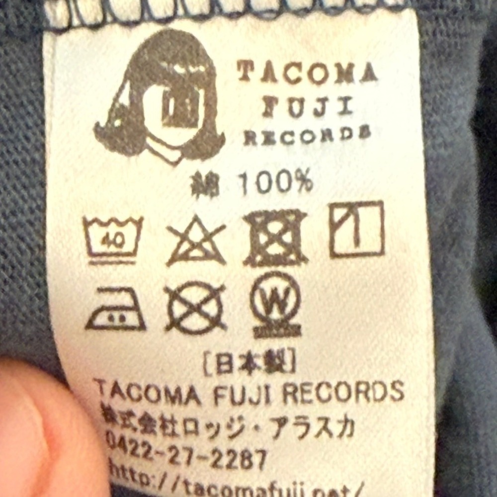 Tacoma Fuji Records Mens Blue Kanji Embroidered Cotton T-Shirt Size M Japan Made - Picture 5 of 8
